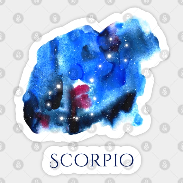 Scorpio Zodiac Sign - Watercolor Star Constellation Sticker by marufemia